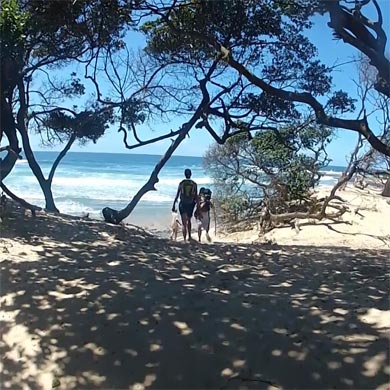 Hiking along the beach near Coffee Bay