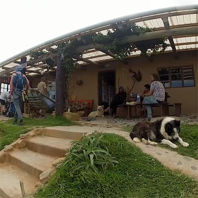 Relaxing at a backpackers