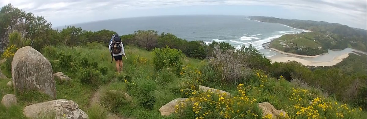 Hiking through the Wild Coast's hilly landscape